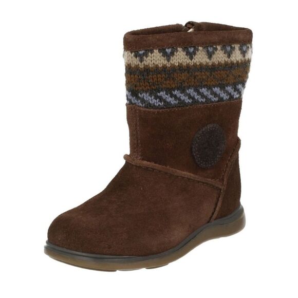 CLARKS NEW FIRST SHOES BABY GIRL MUSHROOM SUEDE ZIP-UP BOOTS US 5.5 Fall Winter - Picture 1 of 11